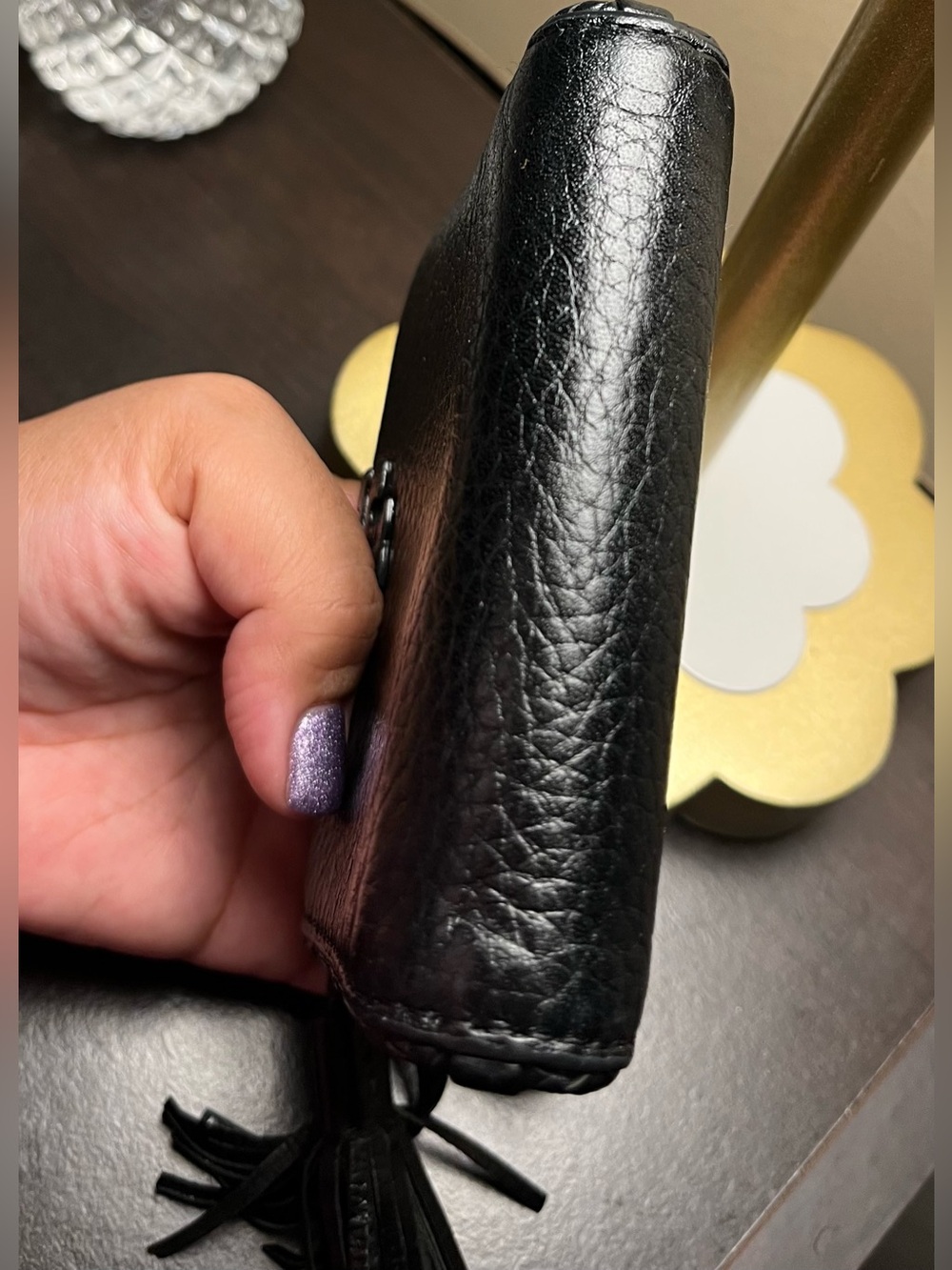 Tory Burch Taylor Mini Black Pebbled Leather Zip Wallet EUC - Picture 4 of 13